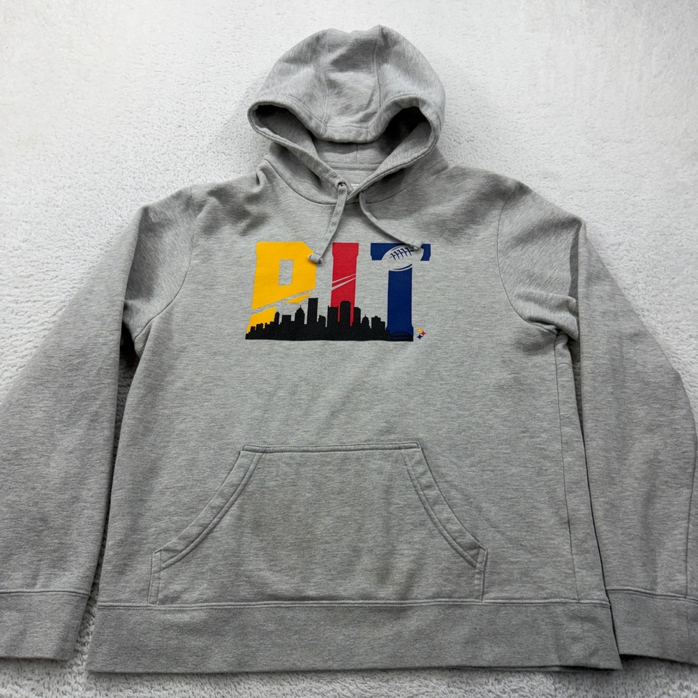 Fanatics‎ Pittsburgh Steelers Hoodie Mens L Grey PIT Skyline Football Pullover